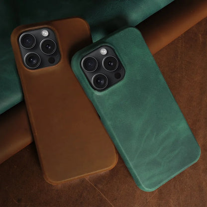 ZWW Crazy House Genuine Leather Cover Case For Iphone 15 Pro Max Case For Iphone 14pro 12 11 XR XS 13 8 Aesthetic Vintage Retro