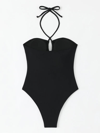Solid Color Bathing Suit Bandeau Swimwear Woman 2026 One Piece Women's Swimsuit Female Bathwear Swimming for Beach Wear Monokini