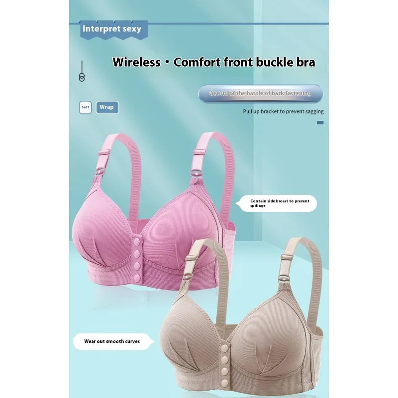 Push Up Bra - Large Size Front Buckle Wire Free Adjustable Strap Bra | Breathable Comfortable Women's Underwear