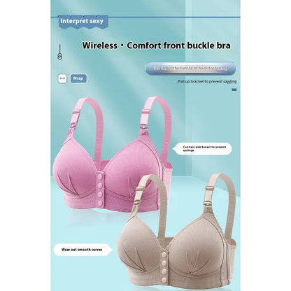 Push Up Bra - Large Size Front Buckle Wire Free Adjustable Strap Bra | Breathable Comfortable Women's Underwear