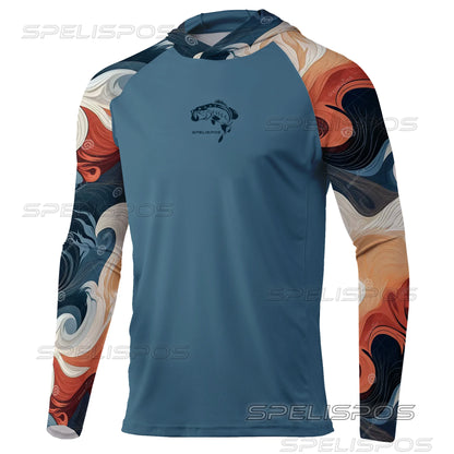 SPELISPOS New Men Fishing Hoodie Summer Breathable  Long Sleeve Fishing Jersey Sun Protection UPF 50+ T-shirt Camisa De Pesca