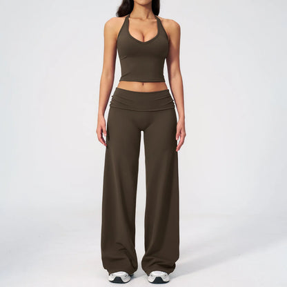 Women's Fitness Set Gym Tracksuit Breathable Sports Bra Flared Trousers Suit Workout Clothing Sportswear Female Athletic Wear