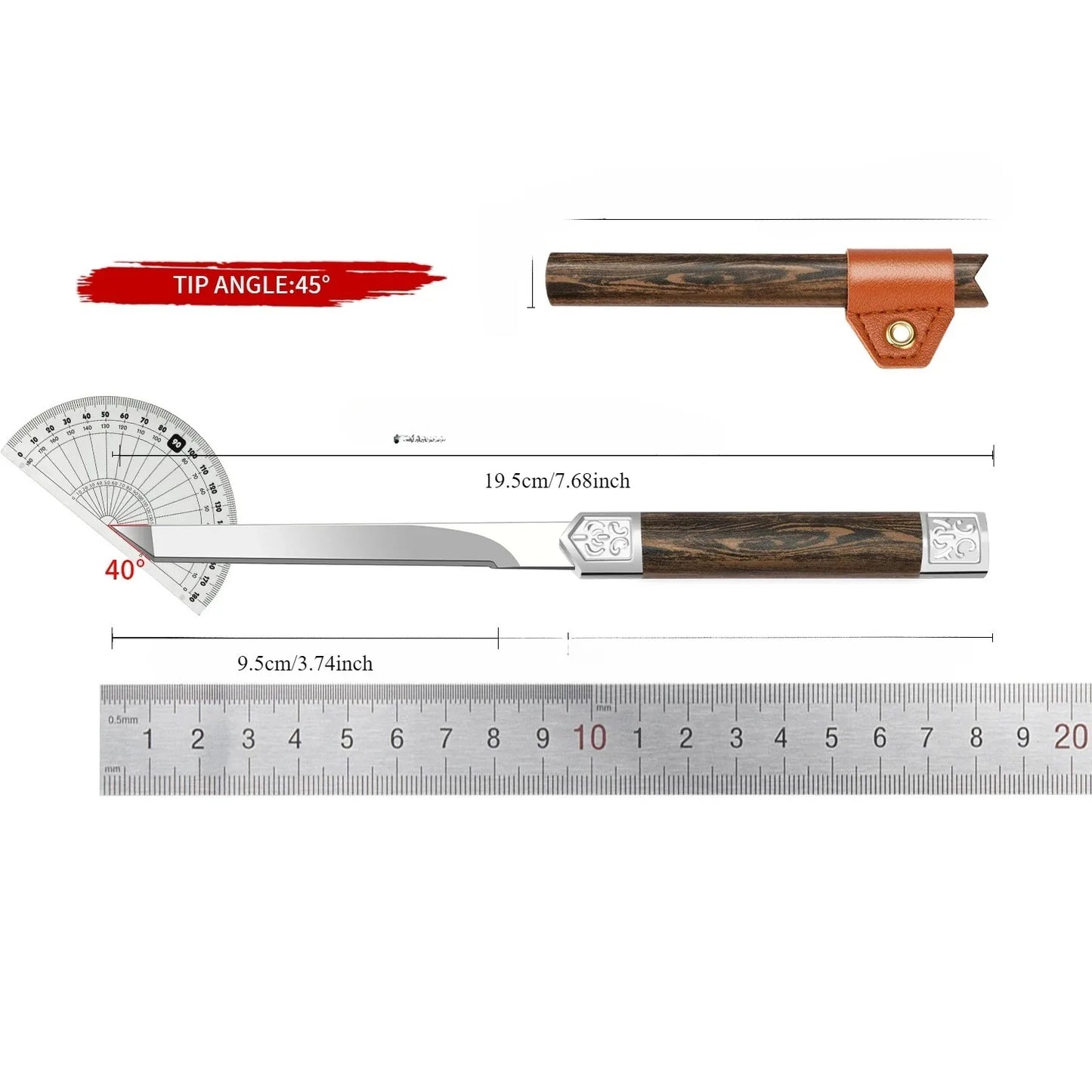 Stainless Steel Fruit Knife - High Hardness with Imitation Wood Grain Handle