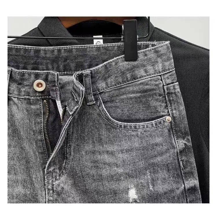 Men's Denim Shorts - Korean Trendy Slim Fit Knee Length Casual Summer Wear