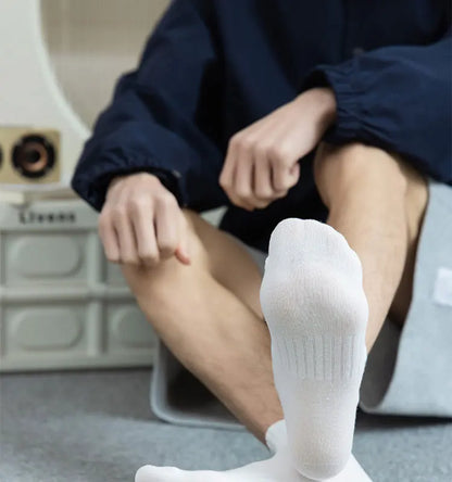 5 Pairs/Lot Men's Solid Color Socks Black White Business Casual Simple Versatile Breathable Cotton Sports Mesh Short Socks