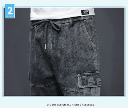 Denim Knee Length Shorts - Casual Loose Fit Multi Pocket Boyfriend Style Jeans