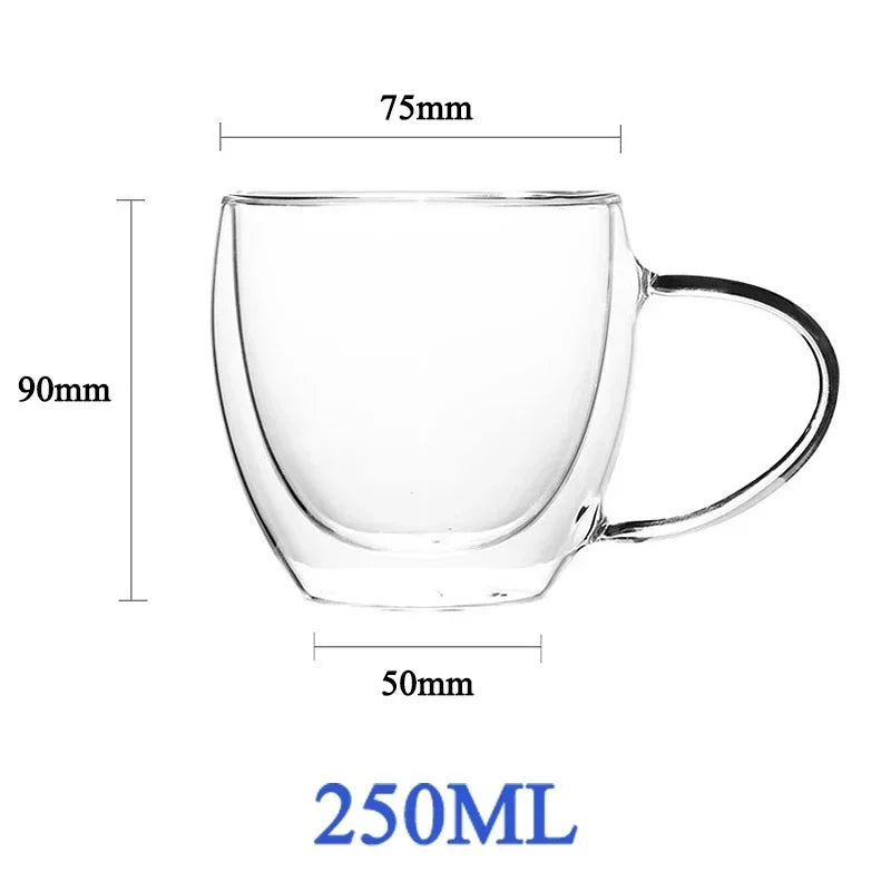 Double Wall Glass Cup - Heat Resistant Borosilicate Glass Coffee Mug Set | Eco Friendly Drinkware