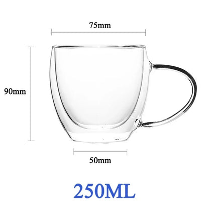 Double Wall Glass Cup - Heat Resistant Borosilicate Glass Coffee Mug Set | Eco Friendly Drinkware