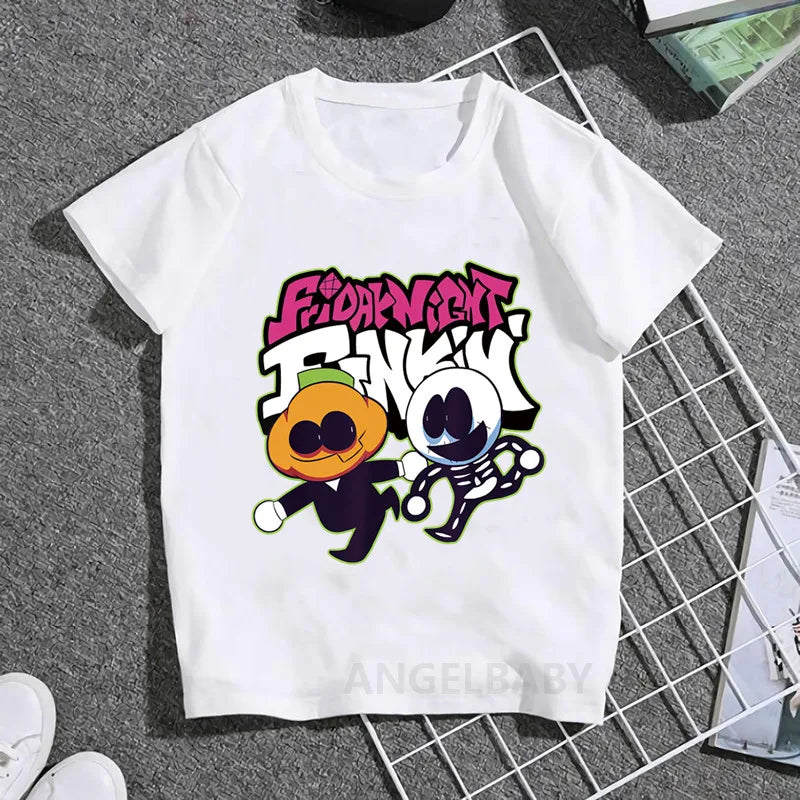 Hot Game Friday Night Funkin Cartoon Kids T shirt Girls Summer Fashion Tops Baby Boys Clothes Children Short Sleeve T-shirt