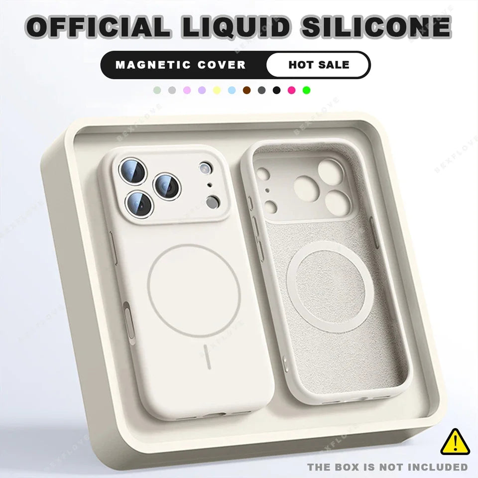 Liquid Silicone Magnetic Phone Case - iPhone 16E1112131617 Pro Max  Air 151416 Plus MagSafe Cover