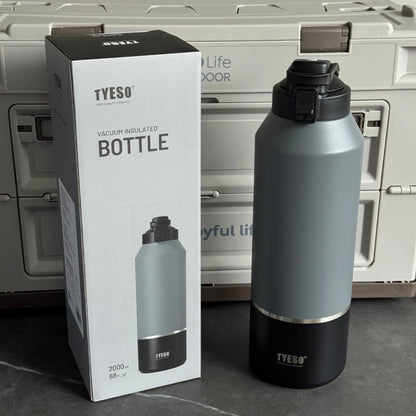 TYESO stainless steel portable sports kettle 2000ml large capacity insulated cup Outdoor portable direct drinking cup