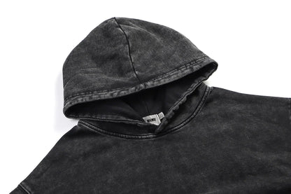 Gothic Vintage Washed Hoodies Letter Print Sweatshirts Streetwear Y2K Skeleton Hoodie Cotton Long Sleeve Pullover Hip Hop Hoody