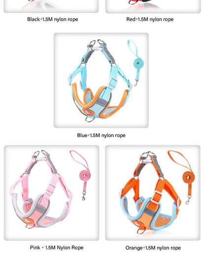 Adjustable dog harness no pull cute cat soft walking leash set pet dog vest vest teddy beagle suitable for small and medium dogs