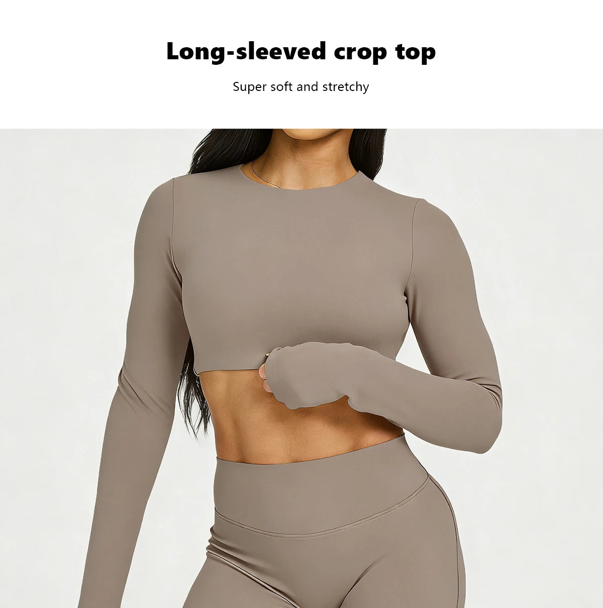 Running Sportswear Women 2 Piece Set Short Cropped Long Sleeve Top Straight Leg Yoga Pants Breathable Quick Dry Gym Suit