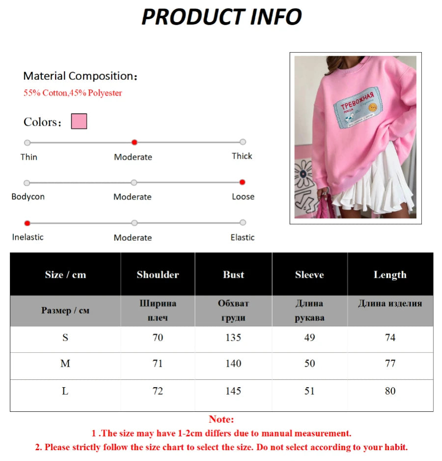 Sumuyoo Printing Warm Sweatshirt Loose Round Neck Oversized Chic Women's HoodiesTrendy Casual Autumn Winter Office Lady Pullover