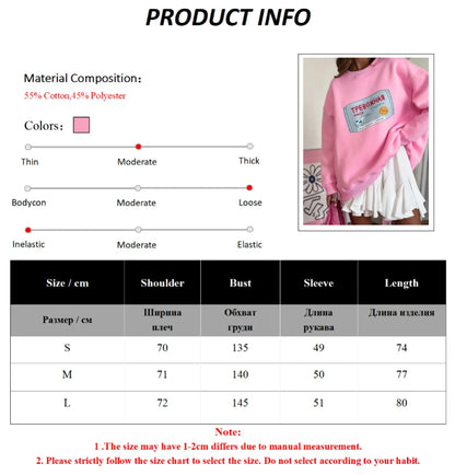 Sumuyoo Printing Warm Sweatshirt Loose Round Neck Oversized Chic Women's HoodiesTrendy Casual Autumn Winter Office Lady Pullover