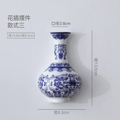 Antique Blue and White Ceramic Vase - Porcelain Flower Container for Home Decoration