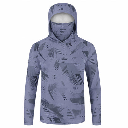 Men's Hooded Fishing Shirt with Face Mask UPF 50+ Sun Protection Long Sleeve Outdoor Performance Hoodie