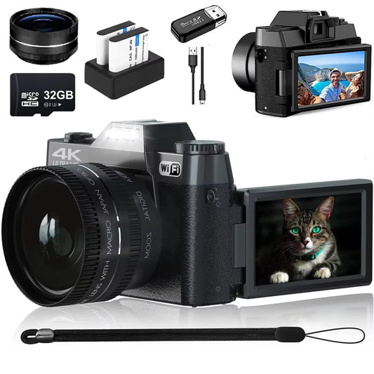4K Digital Camera | Professional Photo Camera with 16X Digital Zoom & Flip Screen