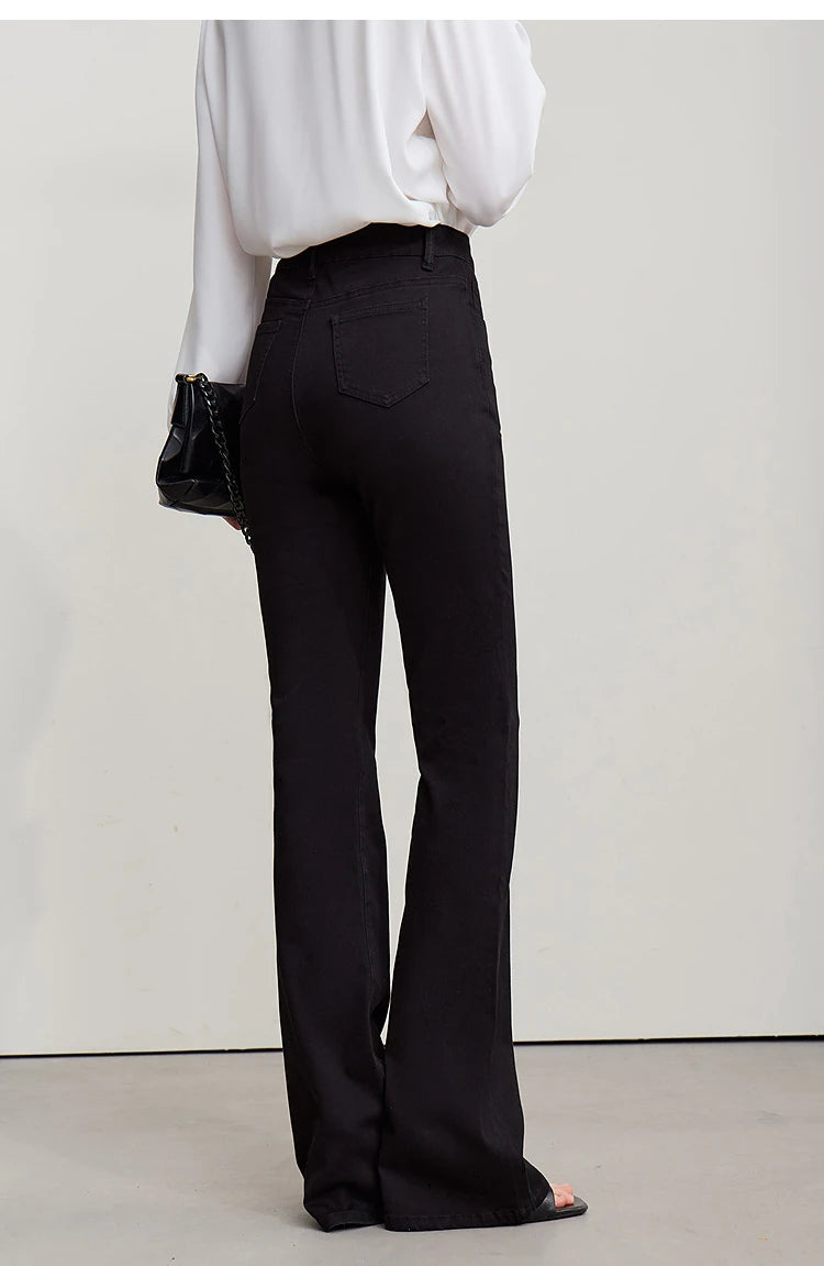 Amii Flared Jeans Autumn 2026 New Commuter Style Casual Versatile Women's Pants Solid Color Denim Trousers For Women 12621032