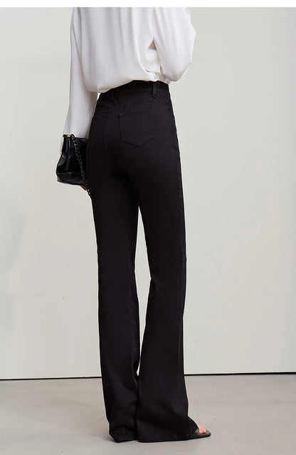 Amii Flared Jeans Autumn 2026 New Commuter Style Casual Versatile Women's Pants Solid Color Denim Trousers For Women 12621032