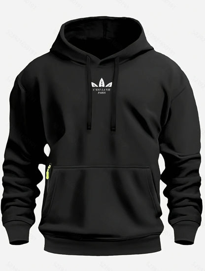 Autumn and Winter New Men's Printed Fleece Hoodie High Quality Solid Color Hoodie Men's Fashion Street Style Sportswear