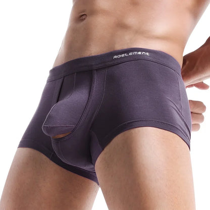 Gun-bullet separation underwear for men, scrotal support venous bottom pants, ice silk bag, curved men's briefs