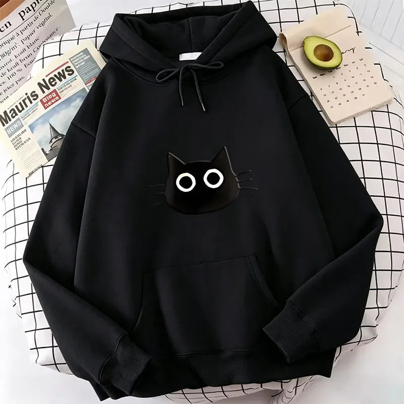 Kawaii Cat Print Hoodies Spring Autumn Winter Casual Hoodies Sweatshirts Men Women 90s Clothes Hoodie Sweatshirt