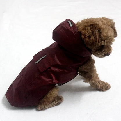 Dog Raincoat Waterproof Hoodie Jacket Rain Poncho Pet Rainwear Clothes with Reflective Stripe for All Sizes Big Puppies