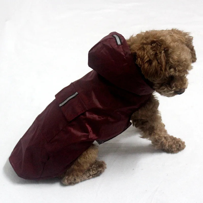 Dog Raincoat Waterproof Hoodie Jacket Rain Poncho Pet Rainwear Clothes with Reflective Stripe for All Sizes Big Puppies