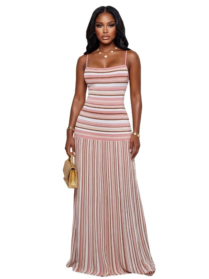 Wmstar Dresses for Women Wholesale Summer Halter Backless and Striped Design Fresh and Breezy Summer Resort Dress Drop Shopping