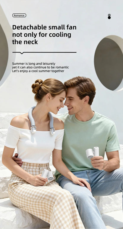 Detachable Ice-Cool Neck Fan, 360° Cooling with Freezable Ice Ring , 3 Speeds, Large Battery, Hands-Free for Outdoor, Commuting