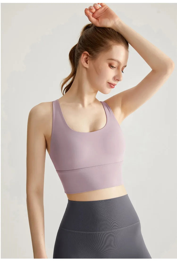 Seamless Sports Bra - Breathable Push Up Running Fitness Crop Top With Rear Buckle