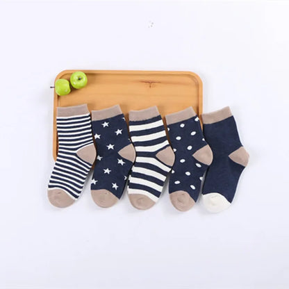 5 Pairs/Lot Kids Soft Cotton Socks Boy Girl Baby Infant Fashion Stripe Warm For Autumn Winter 0-6 Years Children Cartoon Sock