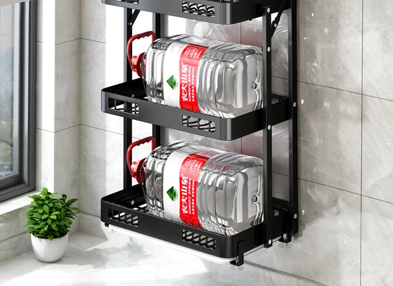 Foldable Kitchen Rack - 3 Layer Rust Resistant Bowl Rack | Punch Free Wall Mounted Storage