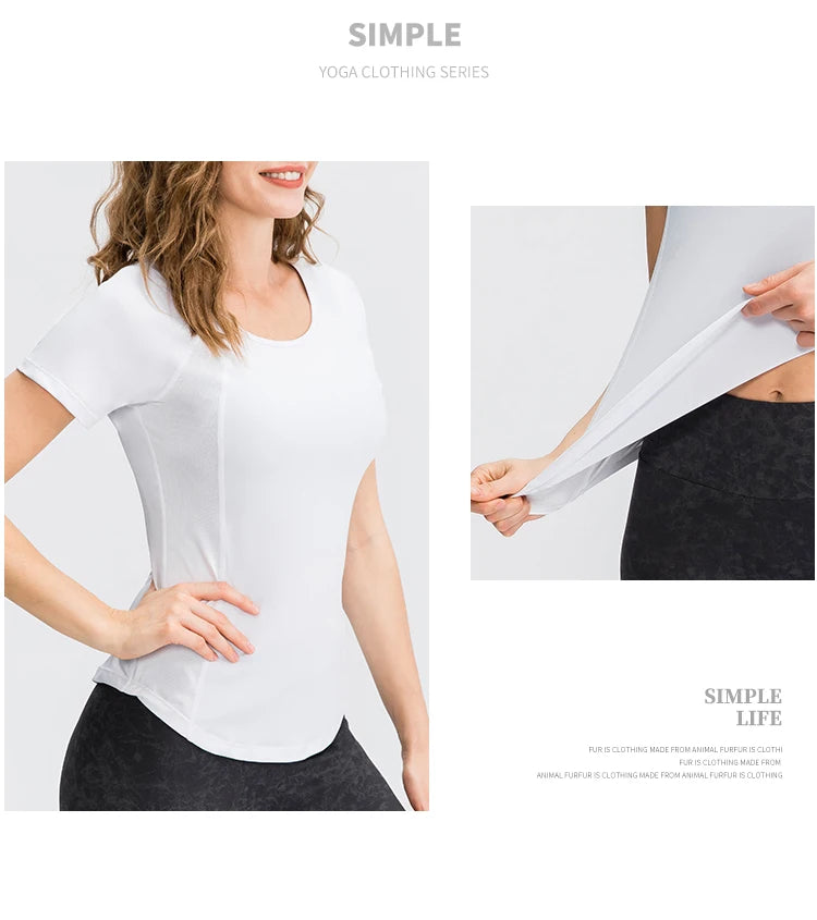Women Yoga Tops - Breathable Quick Dry Short Sleeve Fitness Running Shirt