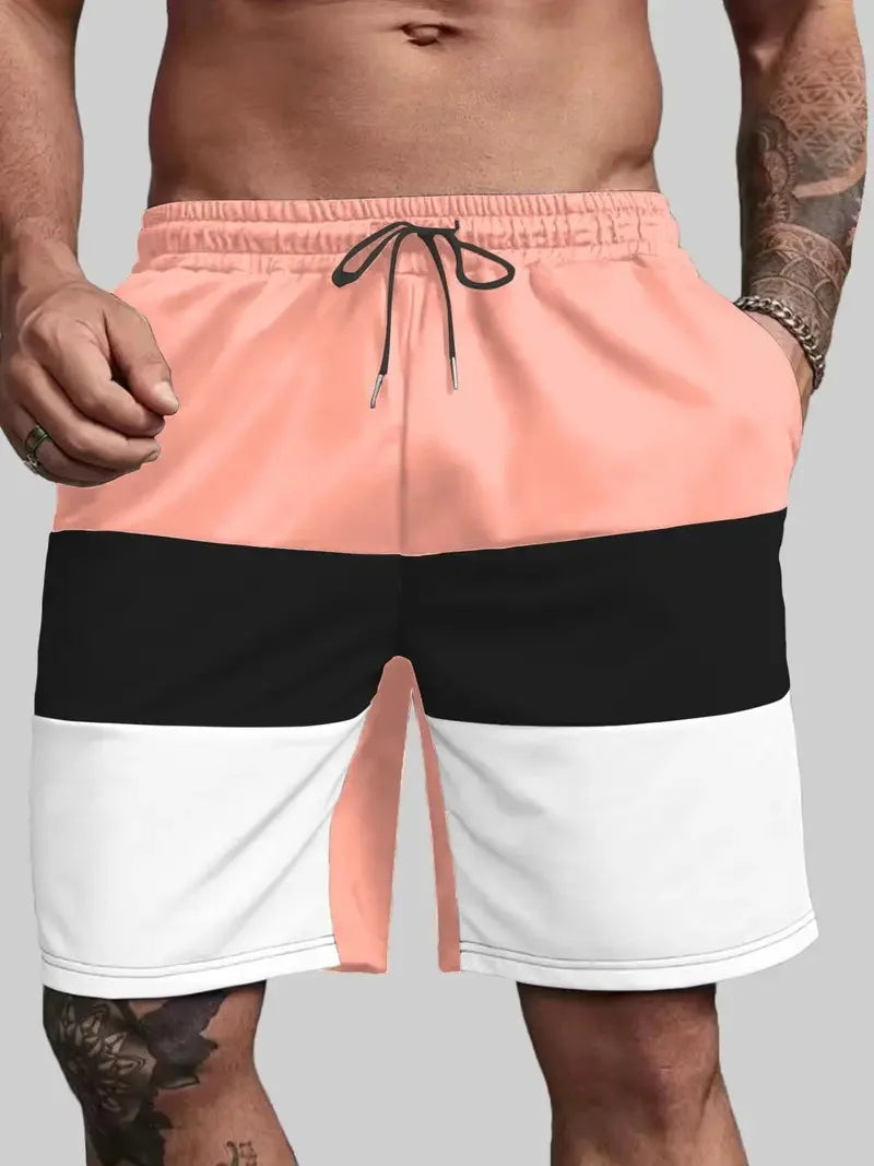 Summer Fashion Striped 3D Print Beach Shorts Swimwear Men's Oversized Surfing Board Pants Holiday Swimsuits Trunks Man Clothing