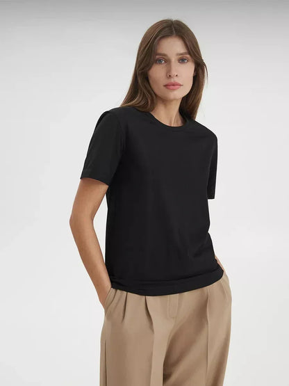 Cotton Summer Womens T-Shirt - Short Sleeve Loose Basic Top