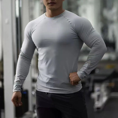 Compression Running Shirt – Men's Fitness Long Sleeve Rash Guard With Sun Protection