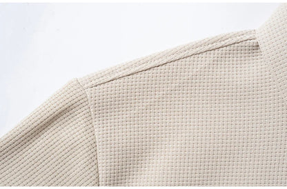 Men's Casual T-Shirt - Breathable Waffle Knit Long Sleeve Tee | Comfortable Spring Autumn Top