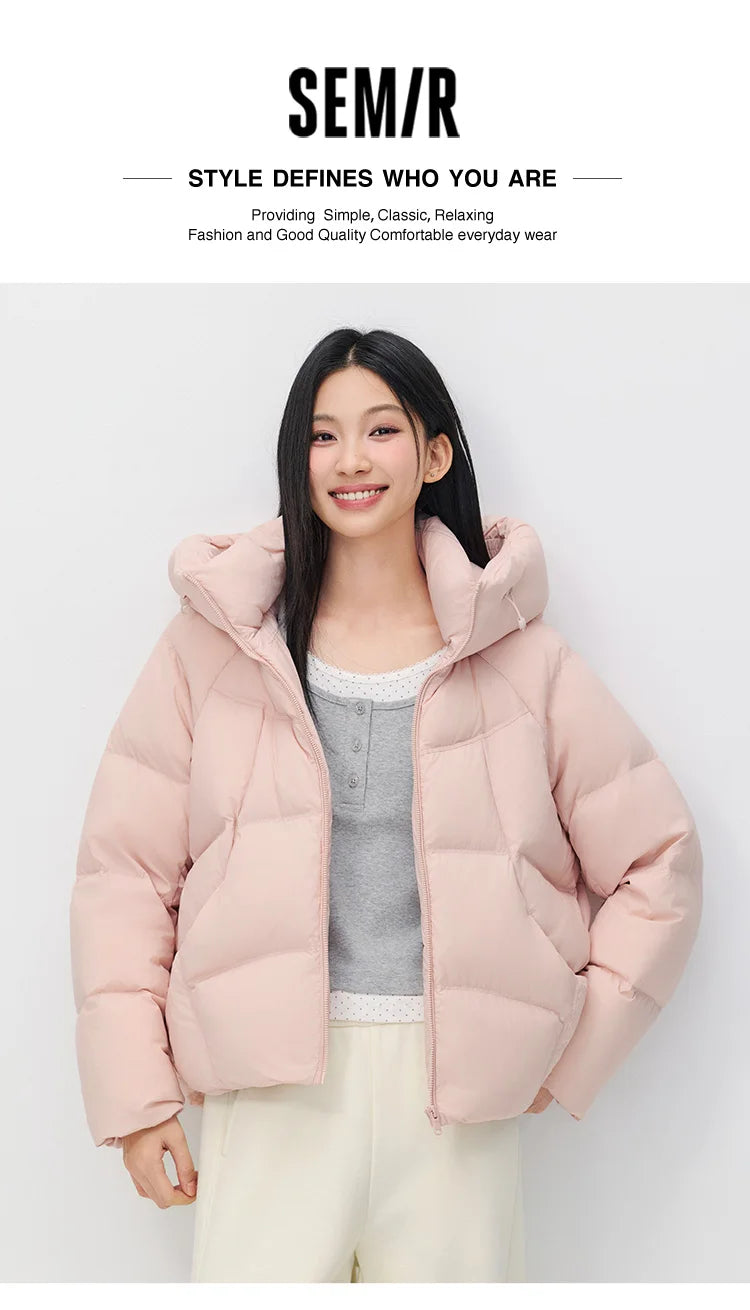 Semir Women Down Jacket 90 Percent Down Fill Raglan Sleeve Loose Fit Hooded 2026 New Winter Daily Wear Urban Casual Style