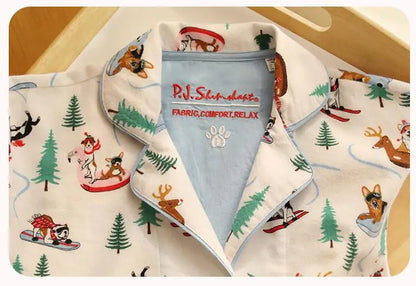 2026 Spring Autumn Winter New Home Clothes Women Cotton Pajamas Suit Cartoon Nightwear Comfort Shirt Pants Gift Loungewear