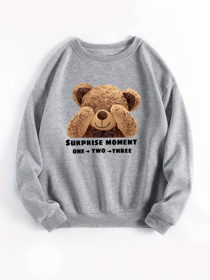 CLoose Sweatshirt Casual Long Sleeve Women Autumn and Winter Cartoon Bear Comfortable Pullover Crewneck Loose Female Clothes