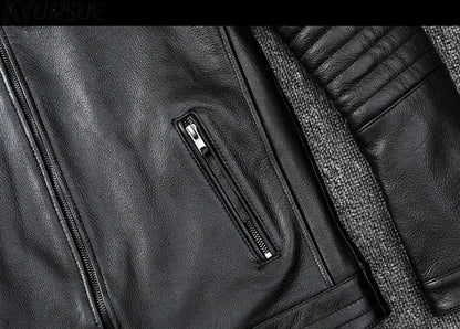 Mens Leather Jacket Autumn Men Clothing Handsome Motorcycle Jackets Two Colors Short Coats Kurtka Męska Skórzana Slim