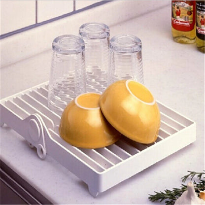 Foldable Dish Drying Rack – Compact Plastic Plate Drainer & Kitchen Organizer