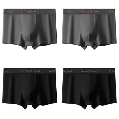 4Pcs Men Underwear Sporty Boxers Plus Size Youth Boxer Shorts Comfortable Breathable Flat Pants Men's Square Panties Briefs Gift