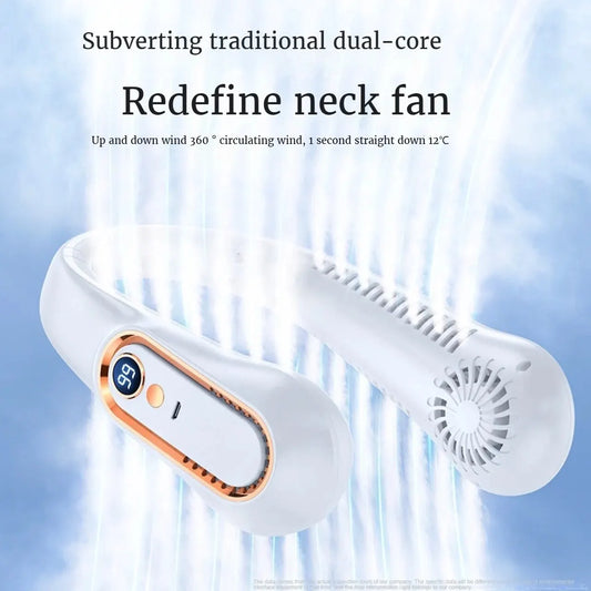 TINSOL New ceiling fan USB rechargeable portable small fan students office sports digital display ceiling fan hanging neck fan