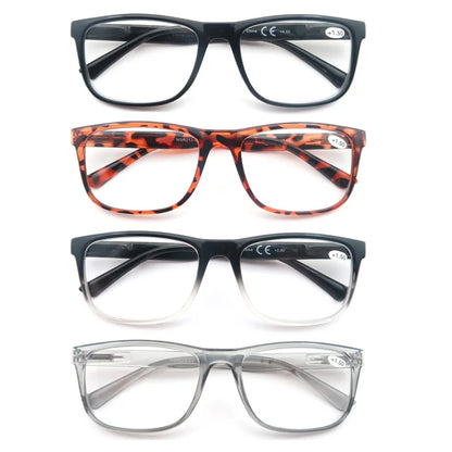 Oversized Reading Glasses - Wide Square Eyeglasses With Spring Hinge For Men & Women
