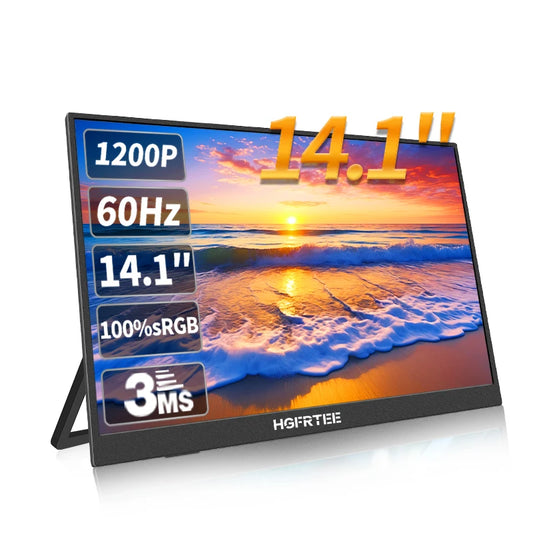Portable Gaming Monitor 14.1 Inch IPS Screen Extended Display with Dual Speakers