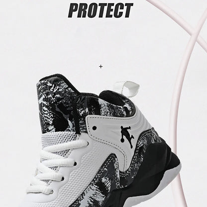 Children Basketball Shoes - Kids Sneakers Lace Up | Non Slip PU Leather High Top